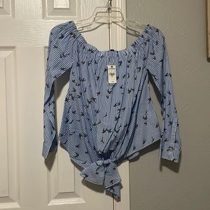 express bird striped shirt